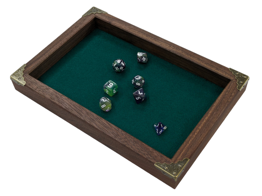 Tabletop Dice Tray - Forest Green - Brass Corners